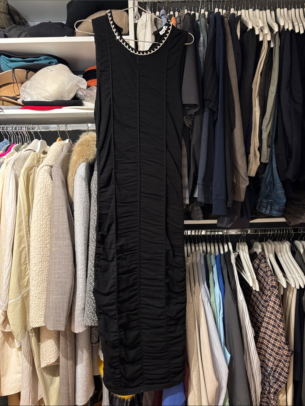 Zara Black Sleeveless Maxi Dress with Silver Chain Detail